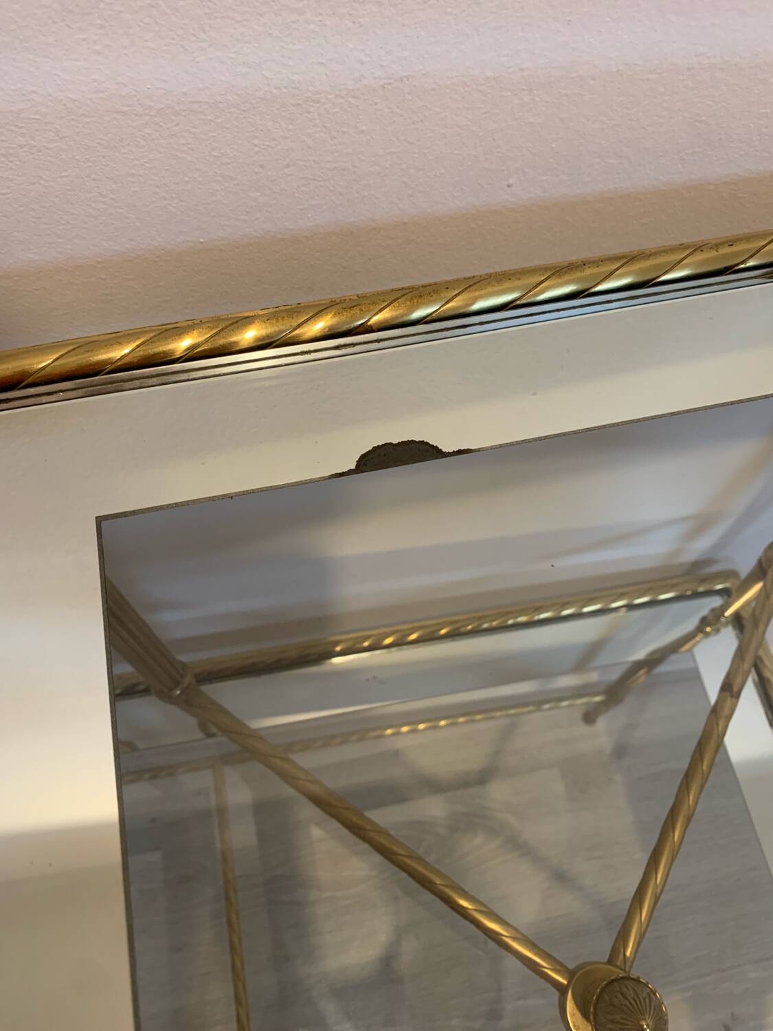 Vintage brass and glass nesting table