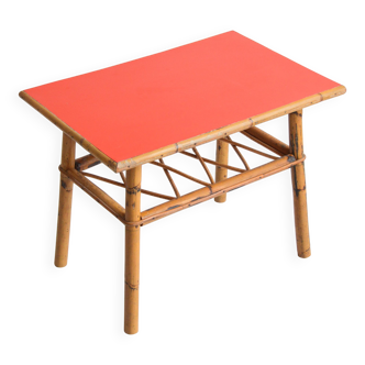 Small coffee table / Side table / Bamboo and rattan end table 1960s