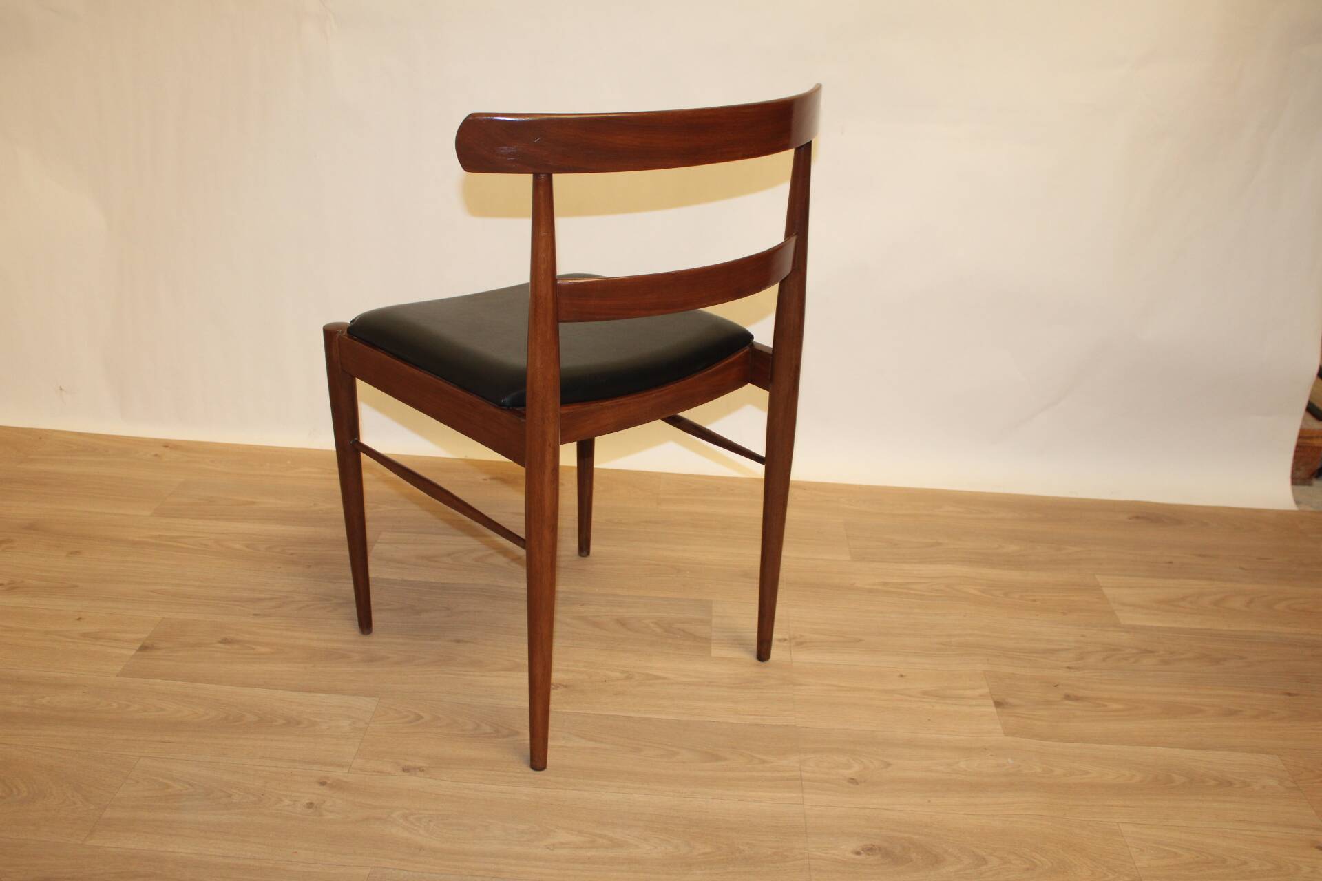 Vintage teak and faux leather office chair 1960 Denmark