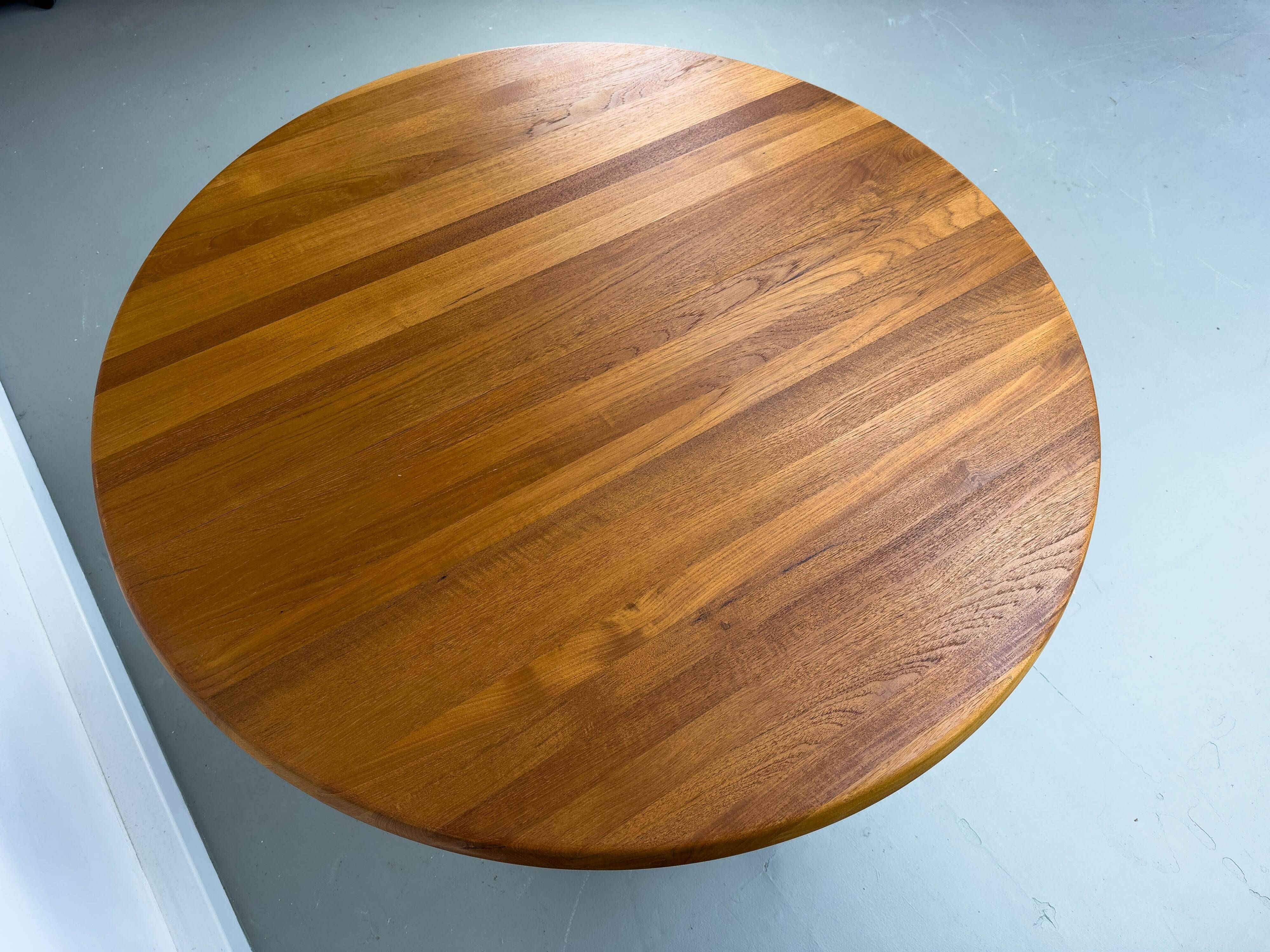 Table de Salle à Manger Ronde en Teck avec Extension, Danemark, années 1970