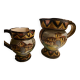 2 Lugano earthenware pitchers