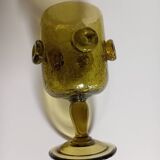 Verre craquelé soufflé bouche vert olive