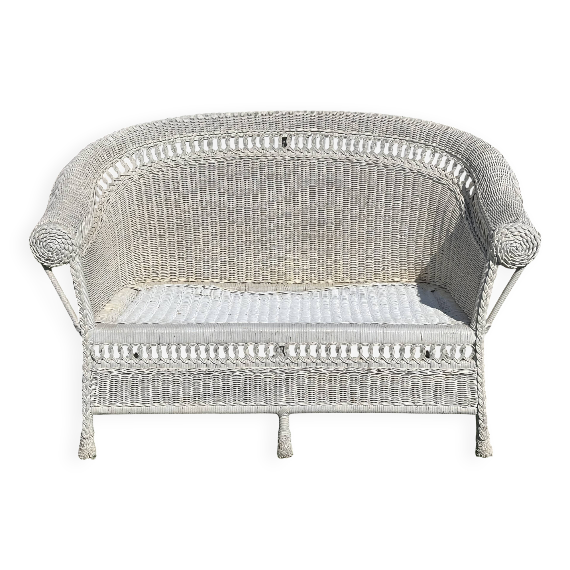 White rattan sofa