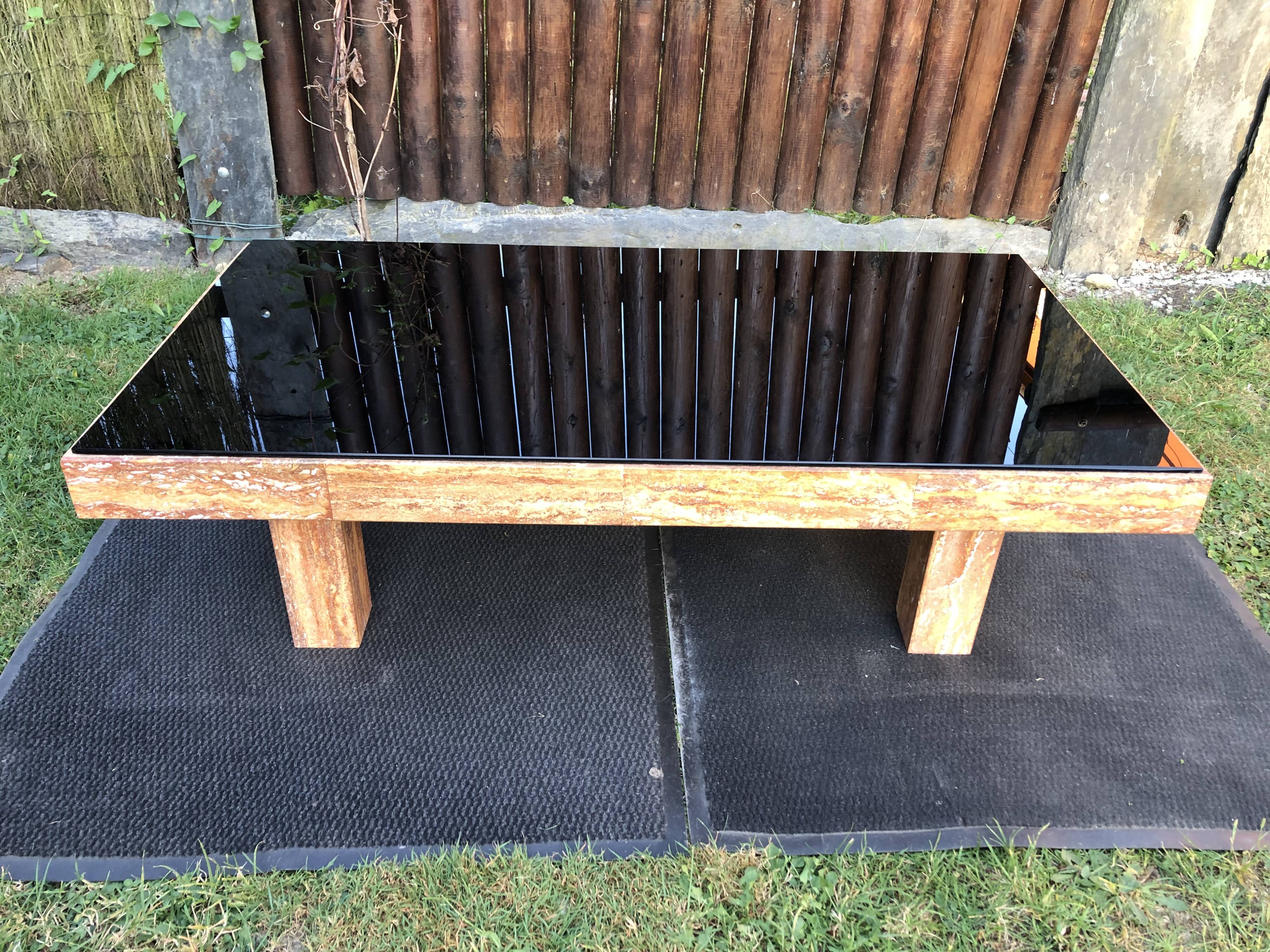 Vintage marble and smoked glass coffee table.