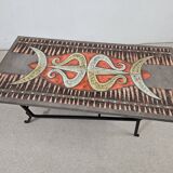 Enameled lava stone coffee table - Jean Jaffeux