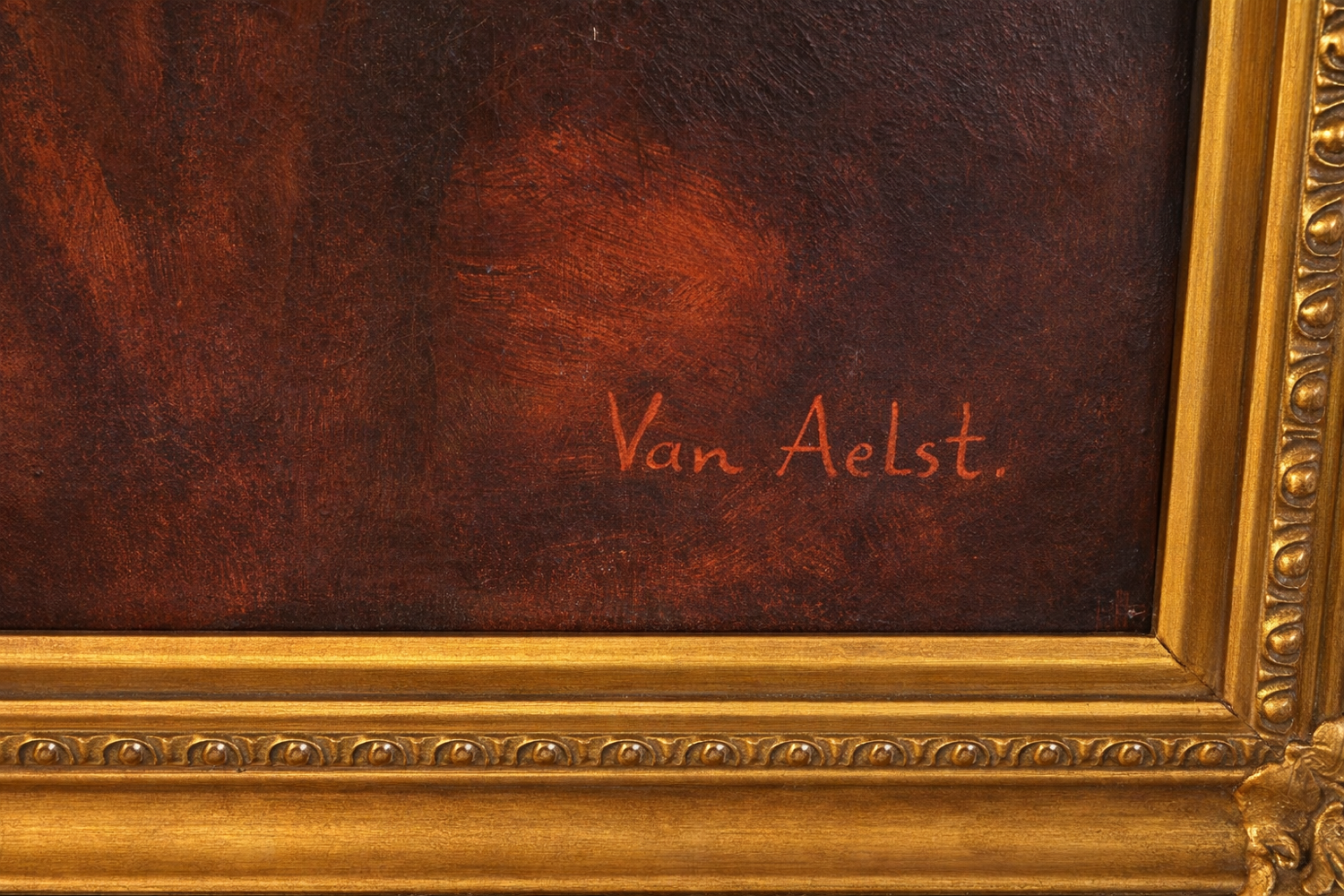 Portrait ancien femme huile sur toile signée Van Aelst cadre doré