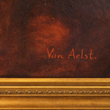 Portrait ancien femme huile sur toile signée Van Aelst cadre doré