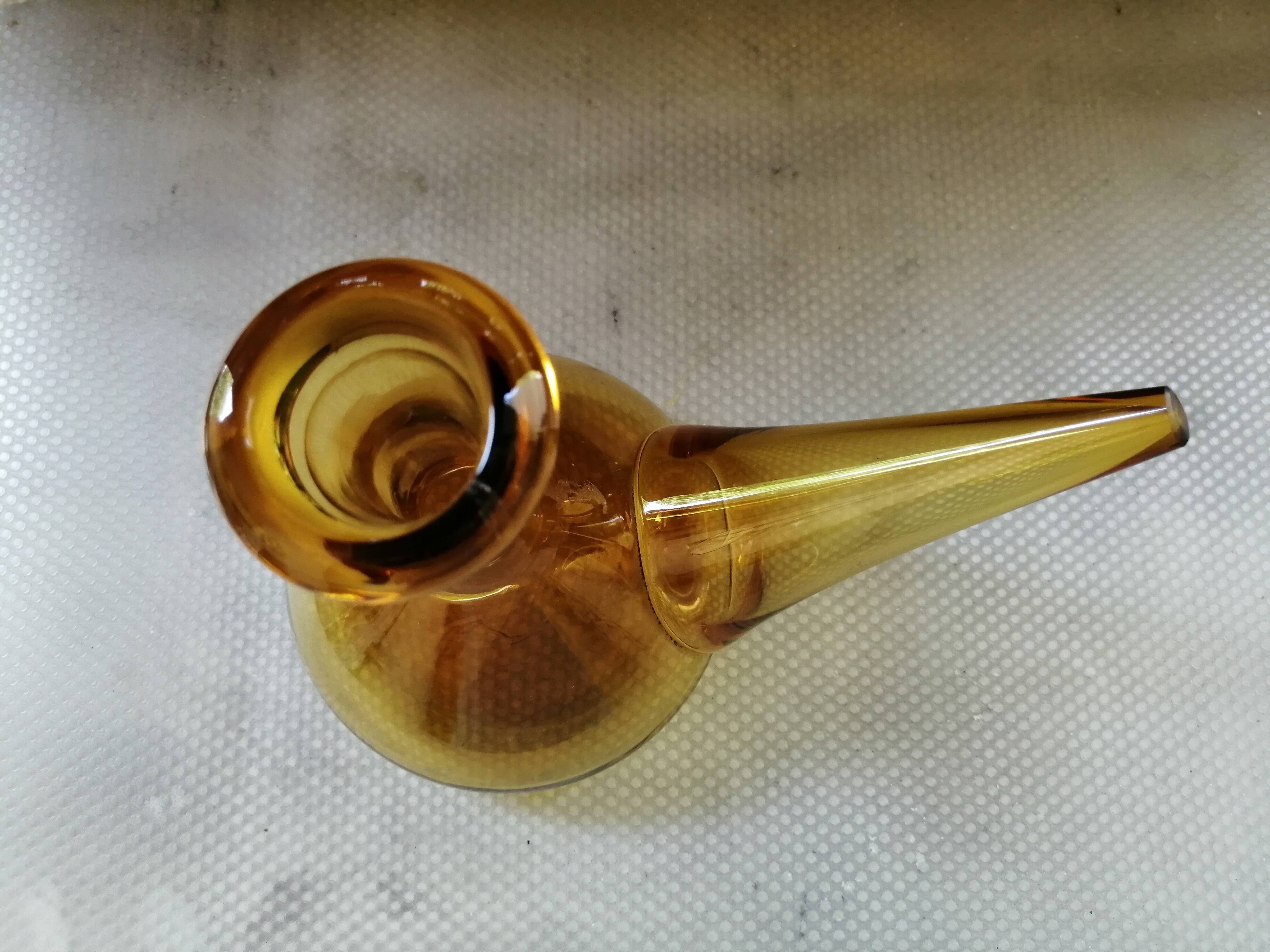 Vintage yellow smoked Catalan carafe