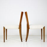 Ensemble de quatre chaises à manger restaurées modèle H-214 conçu par Jindřich Halabala, années 1950.