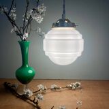 Vintage globe pendant light in white opaline