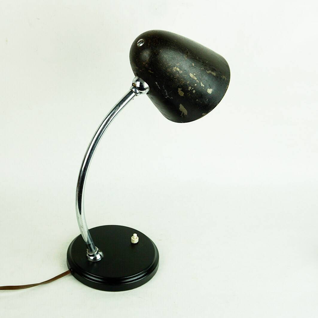 Black Table or Desk Lamp in Bauhaus or Industrial Style from the 1930s