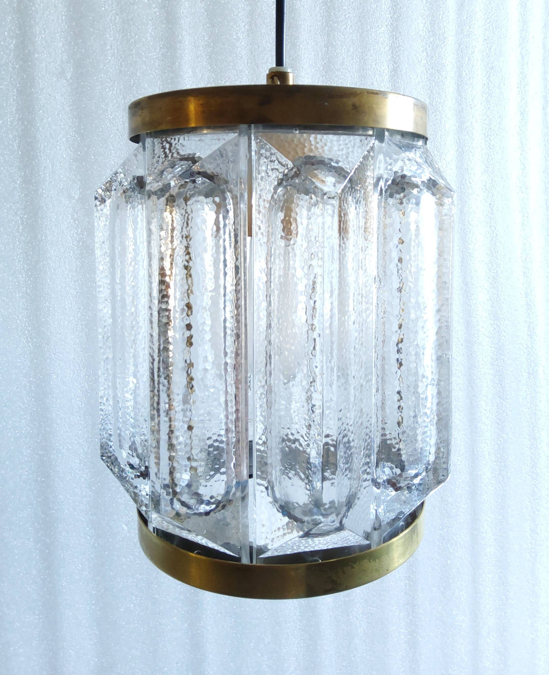 Scandinavian brass and glass pendant for Reijmyre by Paul Kedelv