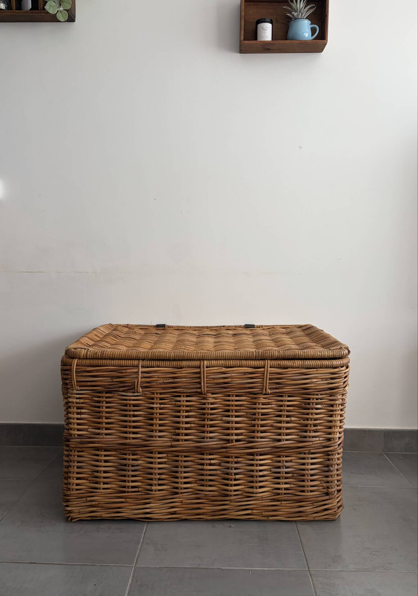 Large vintage wicker trunk