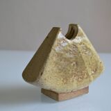 Brutalist stoneware vase Signed to be identified