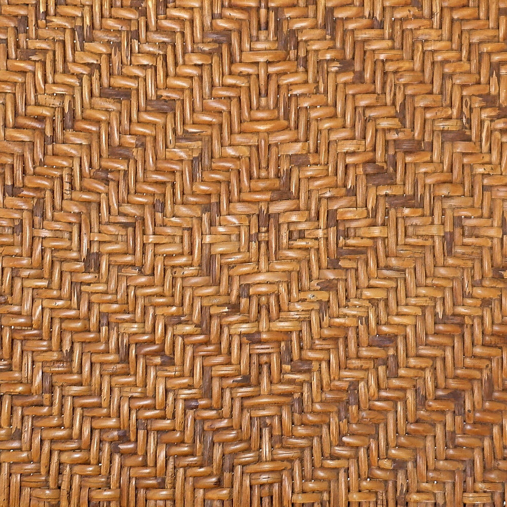 Vintage coffee table in wrought iron and woven rattan - 1970s