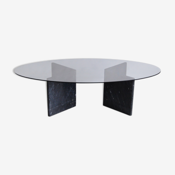 Table basse ovale post-moderne modèle Lagun par Ikea 1980s