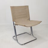 Set of 2 italian canvas and chromed metal chairs, 1970's