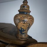 18th century Dutch witwerk cabinet with original key & faux Delft decoration