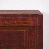 Antique red chest with floral patterns (c.1900) #9