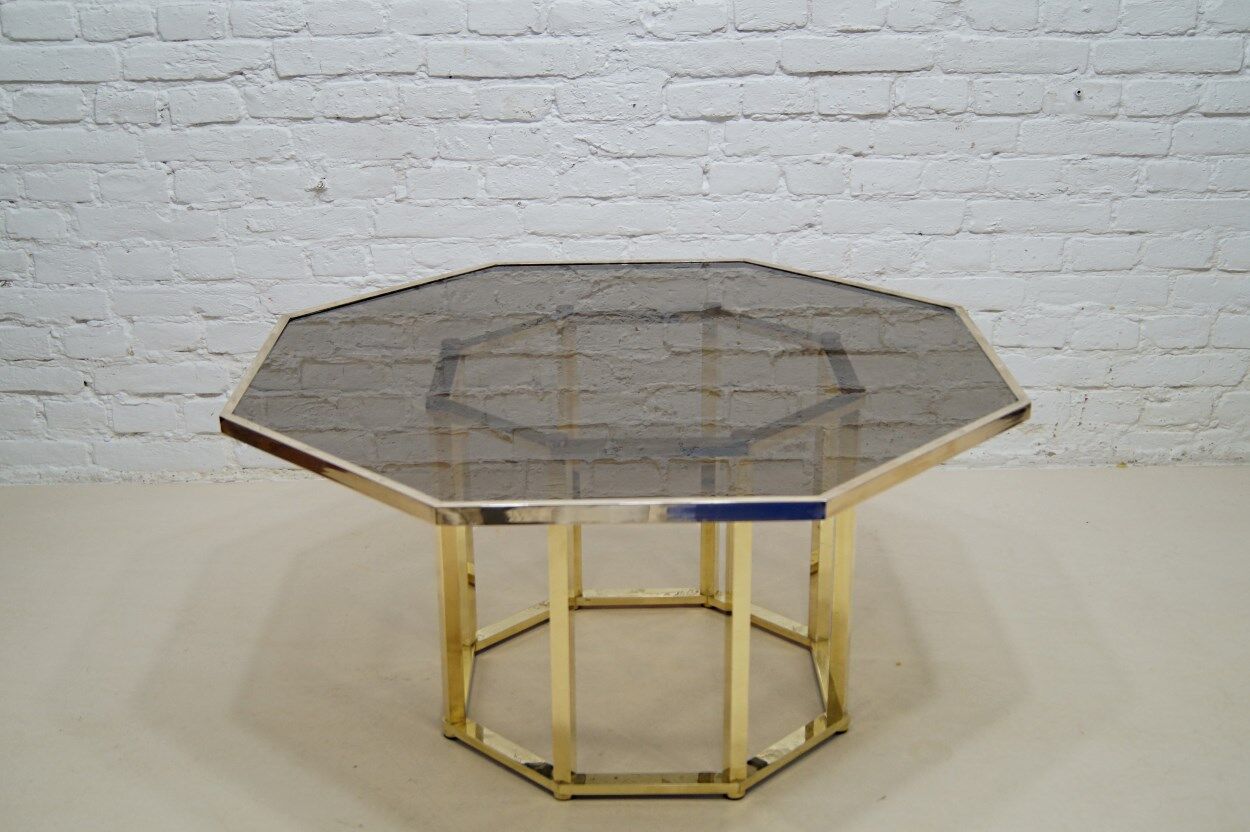 Brass  Italian coffee table by Romeo Rega, 1970s