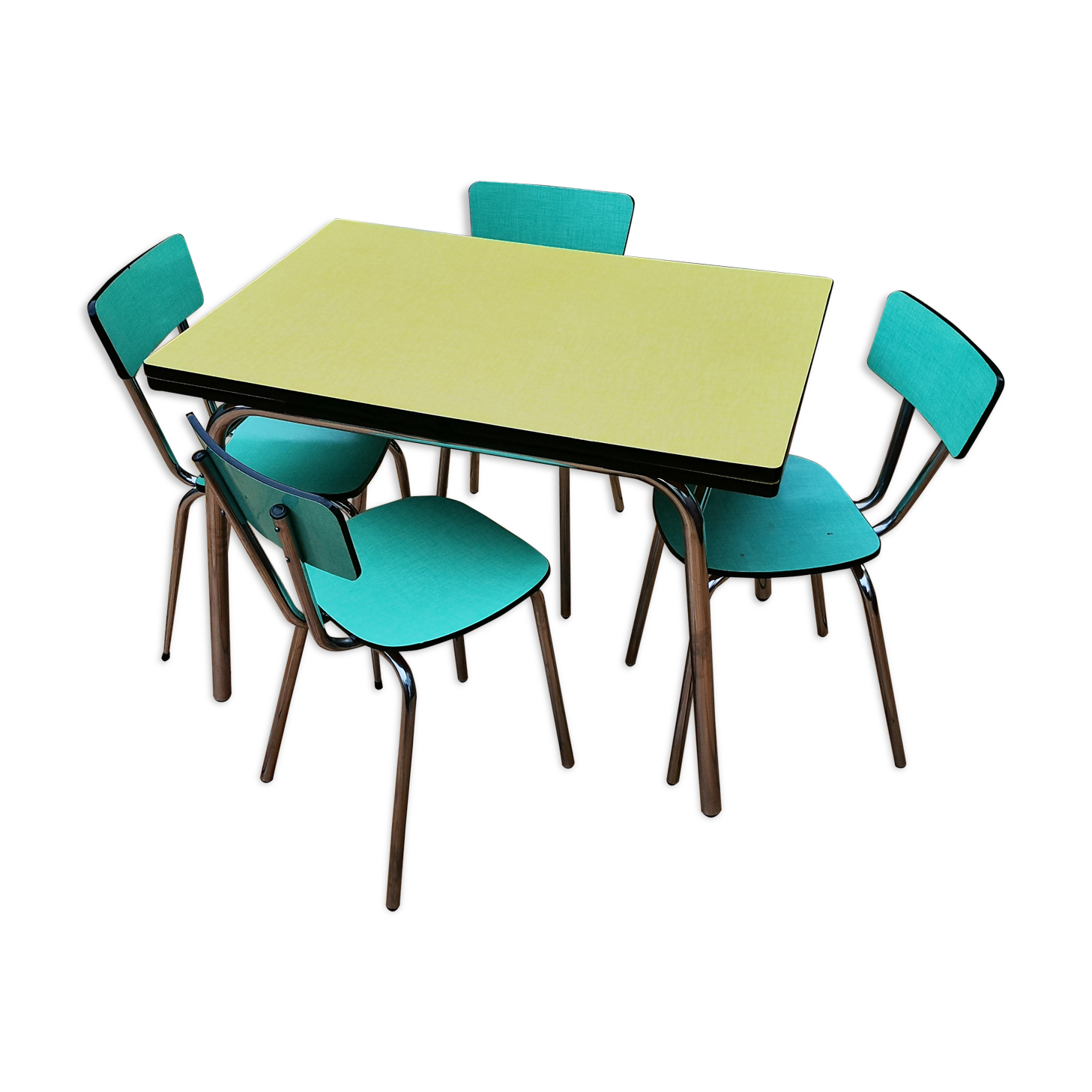 Stretch table set in formica and 4 chairs
