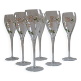 6 champagne flutes Perrier Jouet model Belle Époque by Emile Gallé