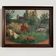 Oil on canvas park scene with a woman sitting in an armchair