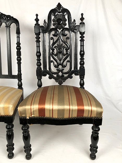Set of two nanny chairs, blackened wood, Napoleon III