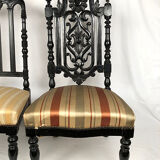 Set of two nanny chairs, blackened wood, Napoleon III
