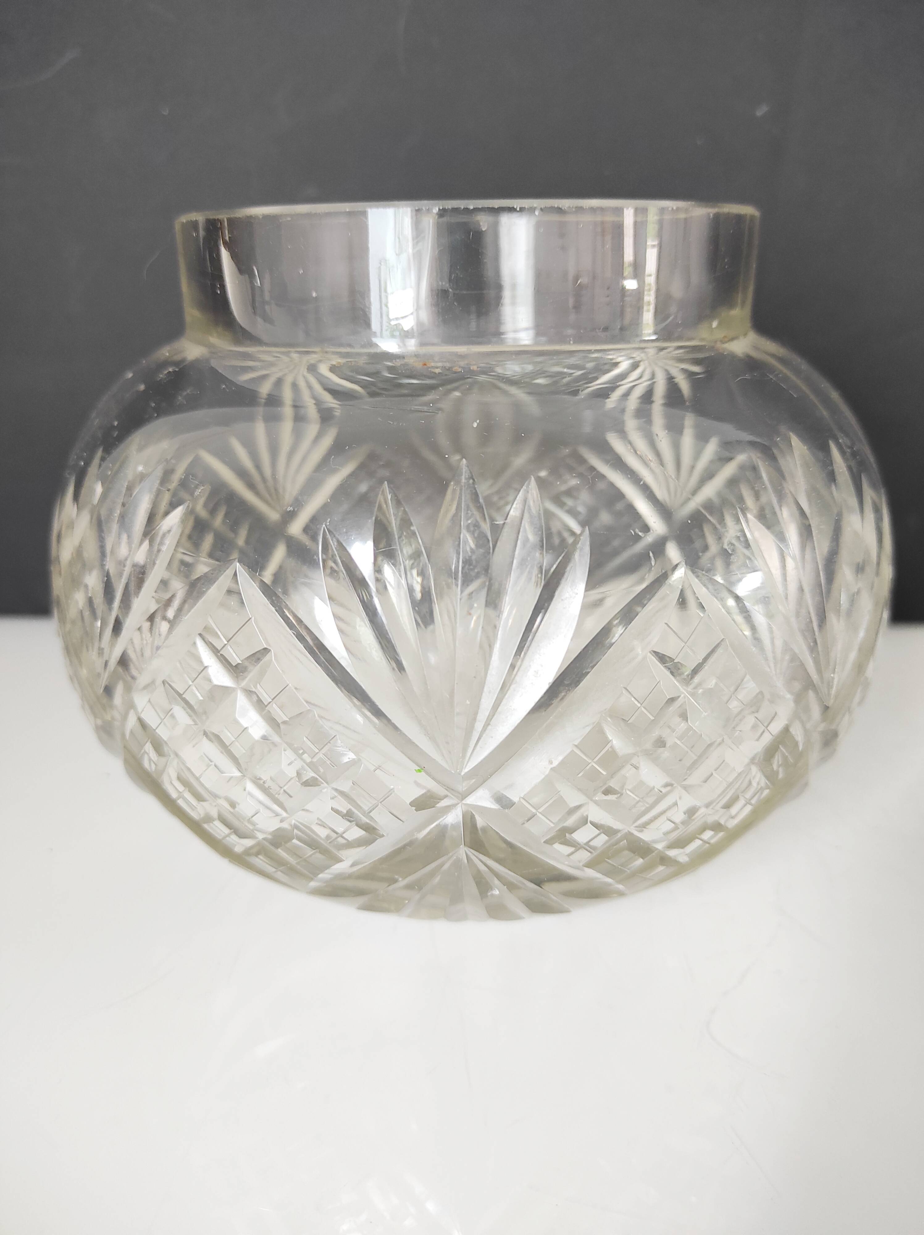 Cut crystal ball vase