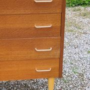 Vintage chest of drawers from the 50s in blond oak 4 drawers conical legs