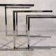 Set of 3 vintage nesting tables in chrome and smoked glass, Roche Bobois style.
