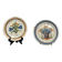 Two antique 18th-century faience plates, stapled.
