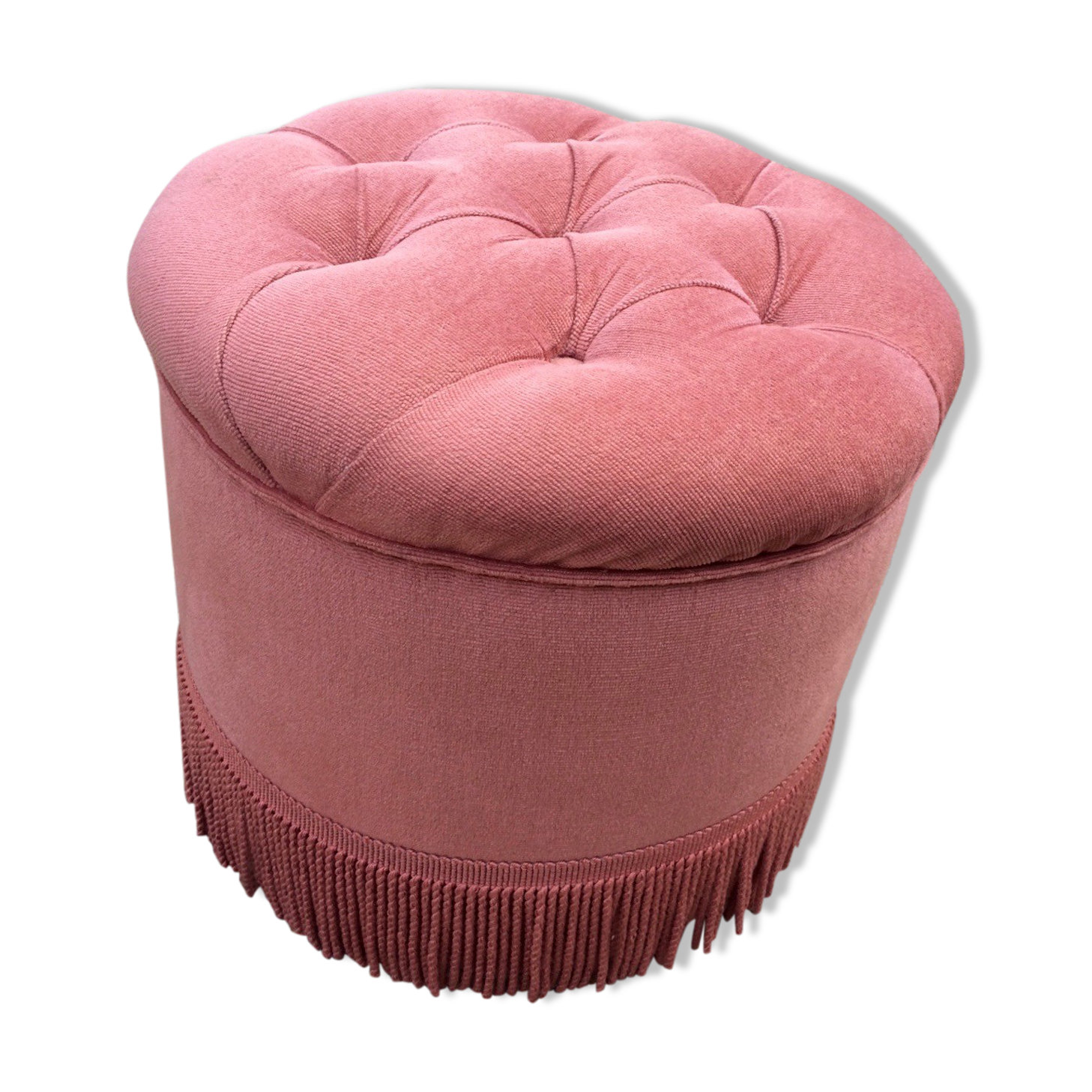 Pink velvet pouf
