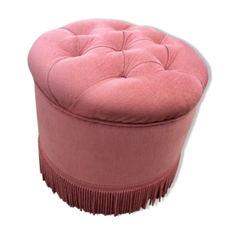 Pink velvet pouf