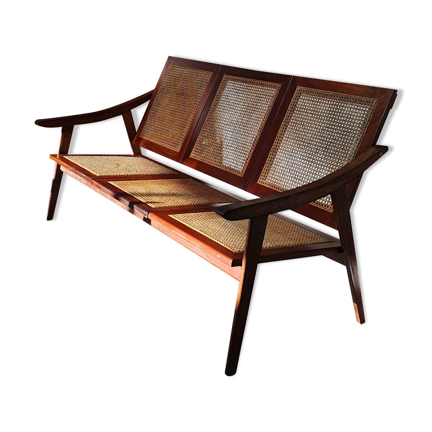 Teak bench sofa and cannage