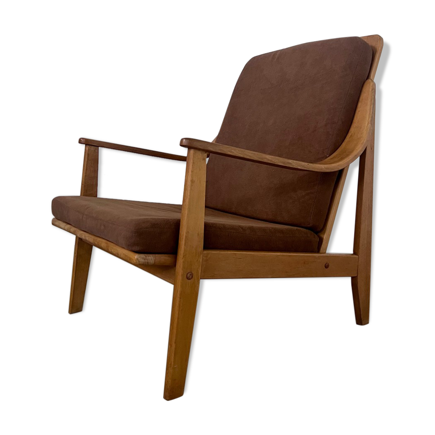 Old Scandinavian designer armchair from the 60s in vintage solid beech
