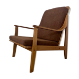 Ancien fauteuil scandinave design années 60 en hêtre massif vintage