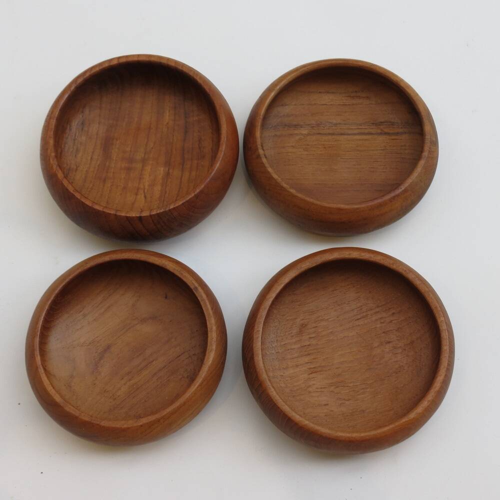 Set of 4 Midcentury Teak Wooden Serving Bowls 1960s
