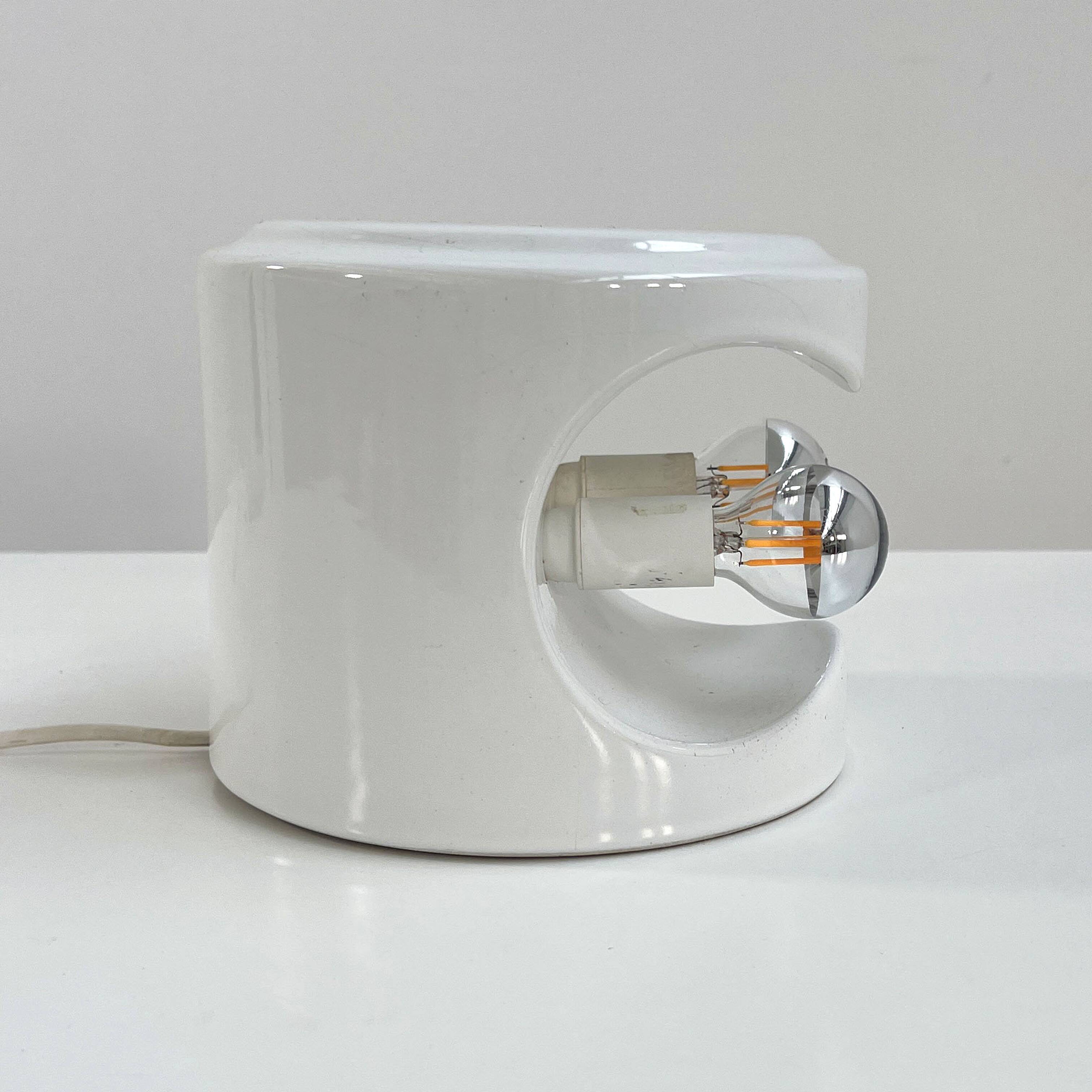 White ceramic table lamp by Perdomello 70, 1970
