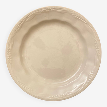 Old white plate with ears of wheat