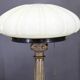 Lampe de table en laiton, bois et verre, restaurée, années 1940
