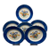 6 Bernardaud Limoges Borghese dessert plates with blue rim and fruit ribbon