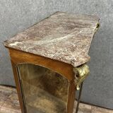 Louis XV style three-sided glass display case in mahogany and gilded bronze, circa 1850
