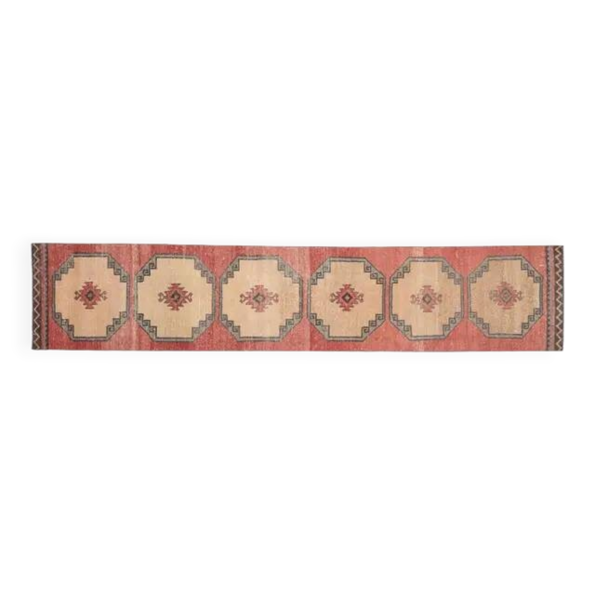Turkish Runner, Vintage Oushak Wool Runner, Geometric 70's Runner 78x411