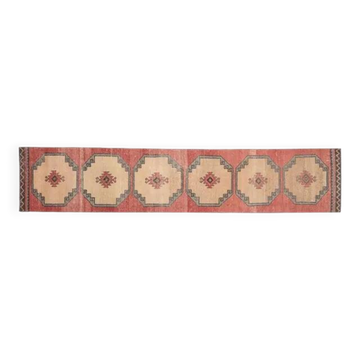 Turkish Runner, Vintage Oushak Wool Runner, Geometric 70's Runner 78x411