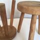 Pair of tripod stools of farm in raw Elm
