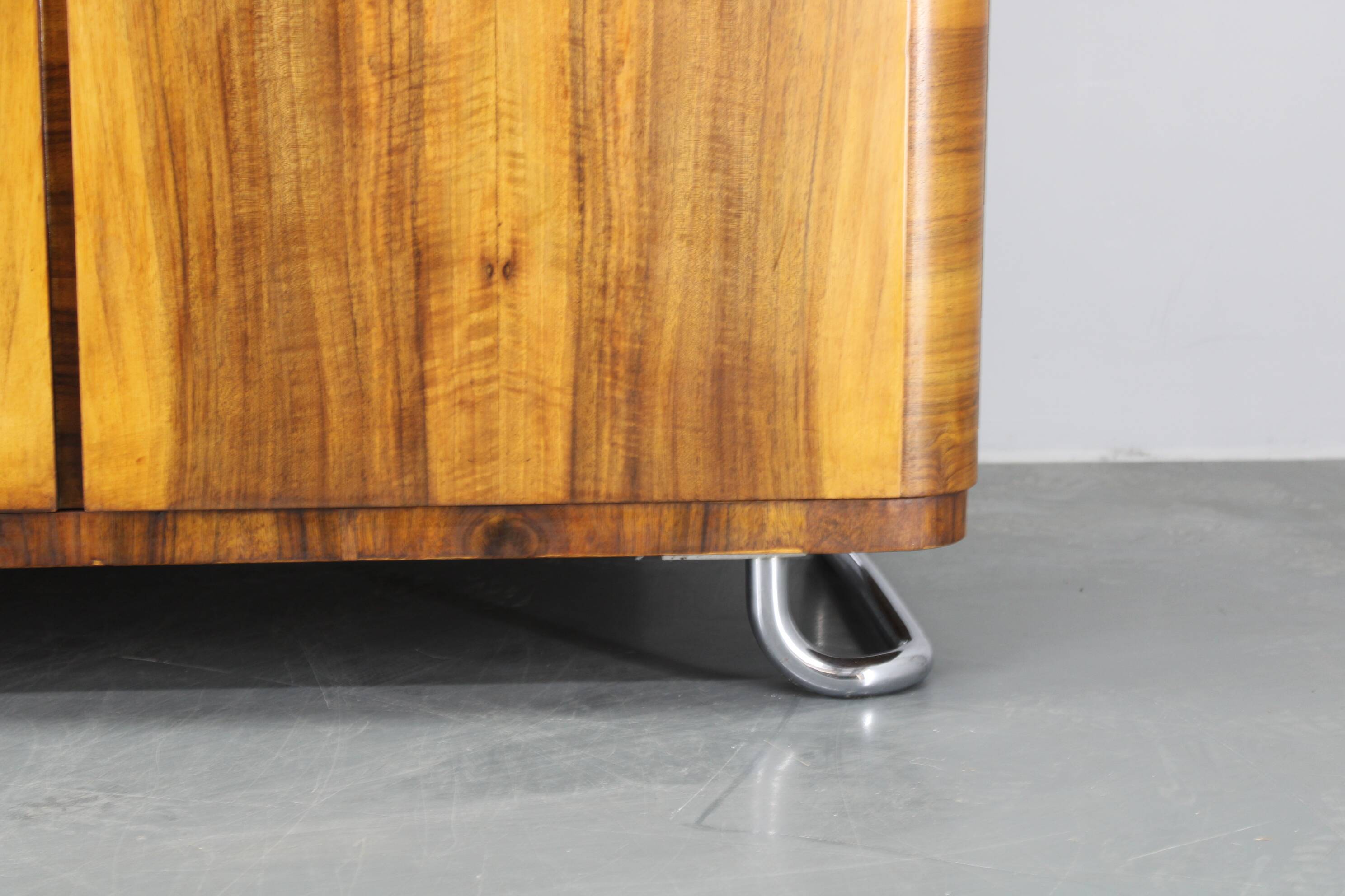 1930s Bauhaus Wardrobe by Vichr & Spol in walnut Finish, Czechoslovakia