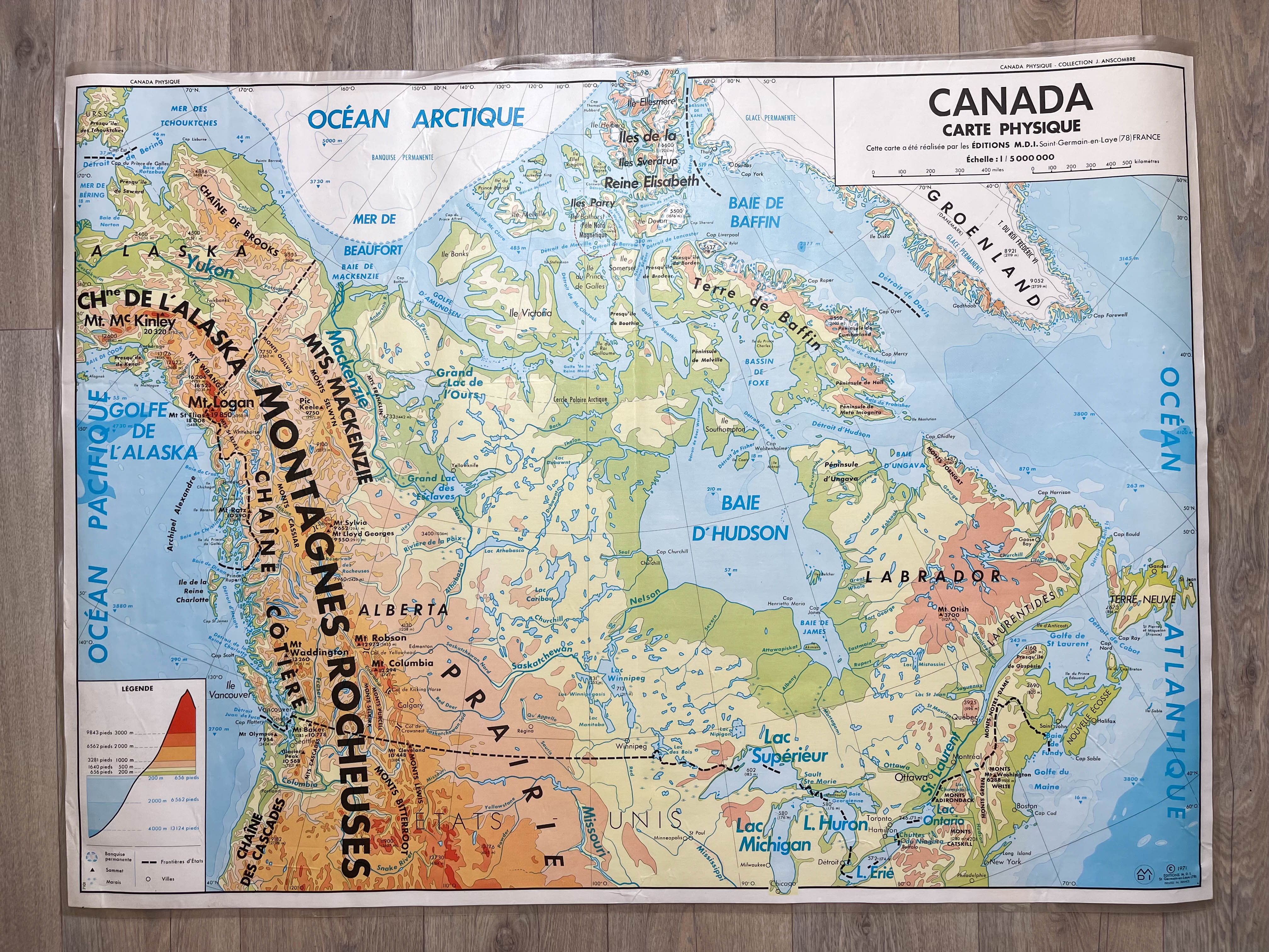 Carte scolaire vintage canada mdi année 1971
