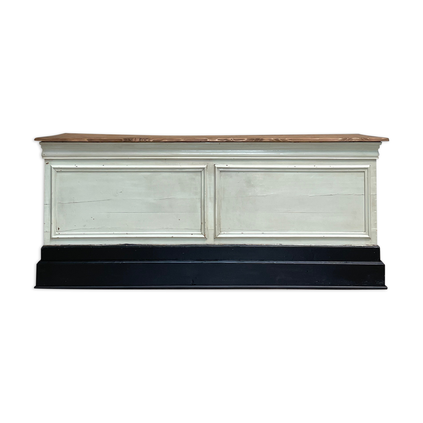 Bank counter furniture in patinated wood, circa 1900